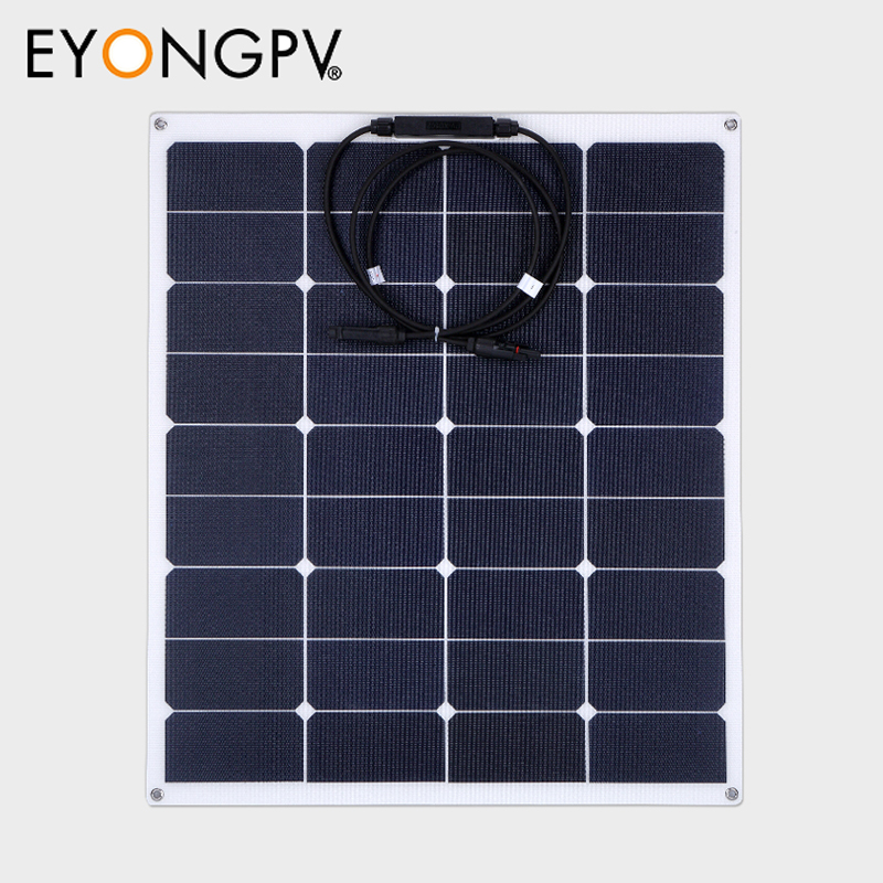 60W Flexible Bendable Solar Panel for Roof Marine RV Cabin Van Car