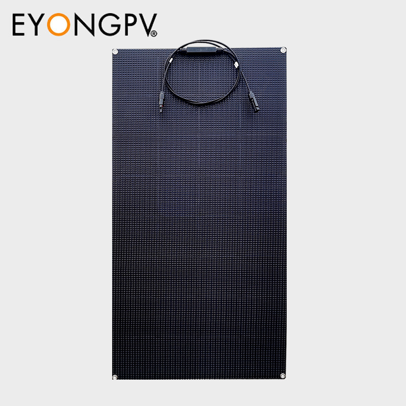 120W Sunpower Maxeon Mono Flexible Bendable All Full Black Solar Panel for Roof Yacht RV Bus Van